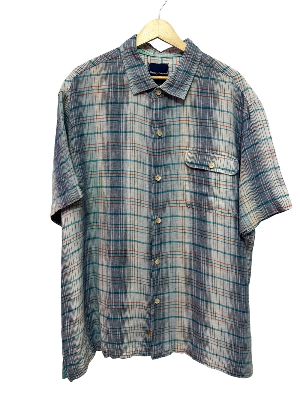 Tommy Bahama Paradigm Plaid Shirt 100% Linen - Picture 3 of 10